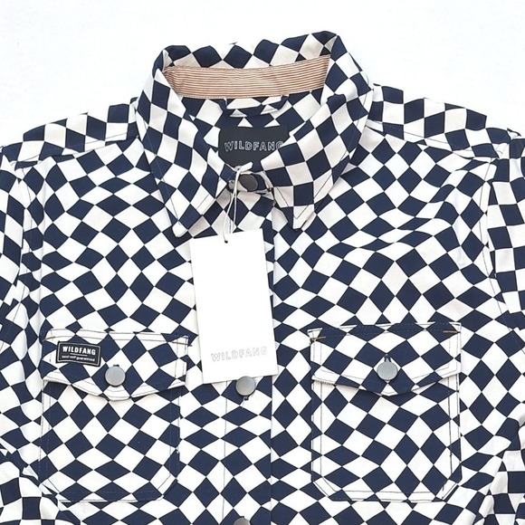 Wildfang Jackets & Blazers - Wildfang Shirt Jacket Womens 12 Blue White Essential Shacket Checkerboard Print